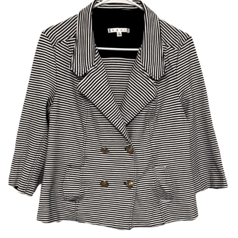 Cabi blue and white jacket / blazer with cute gold buttons. Size L